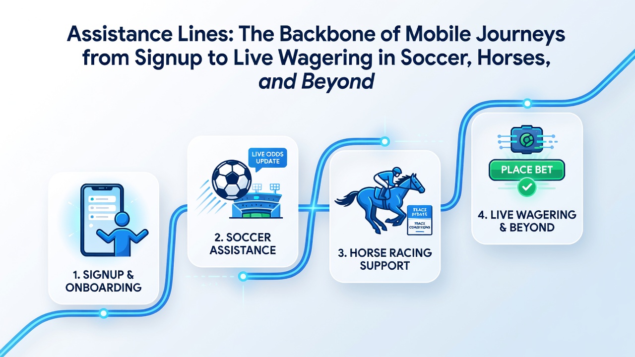 Smartphone displaying horse racing live odds alongside a helpline contact screen during mobile session