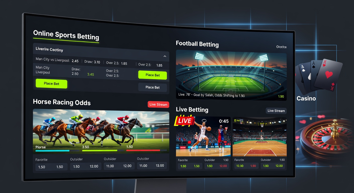 Smartphone displaying integrated sports and casino betting options with customer support chat