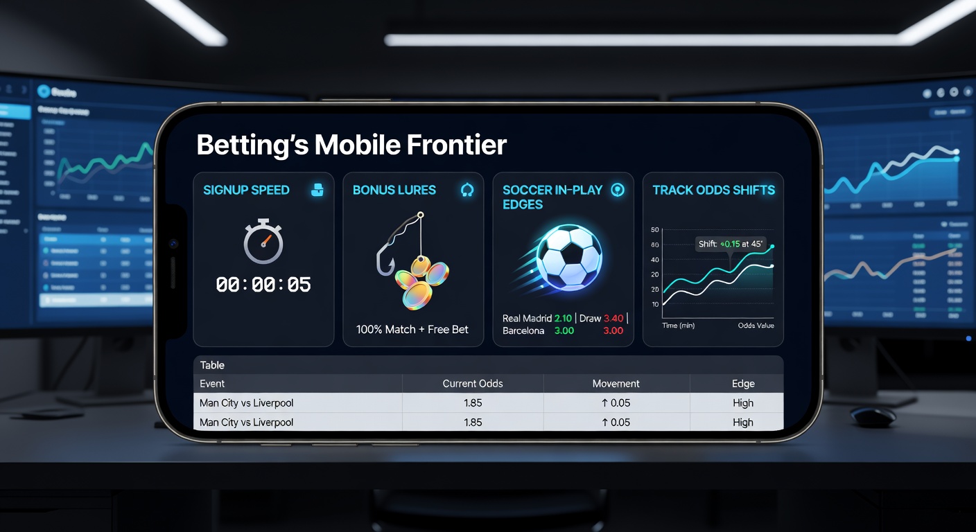 Dynamic screenshot of in-play soccer betting on a mobile device showing real-time odds changes during a match