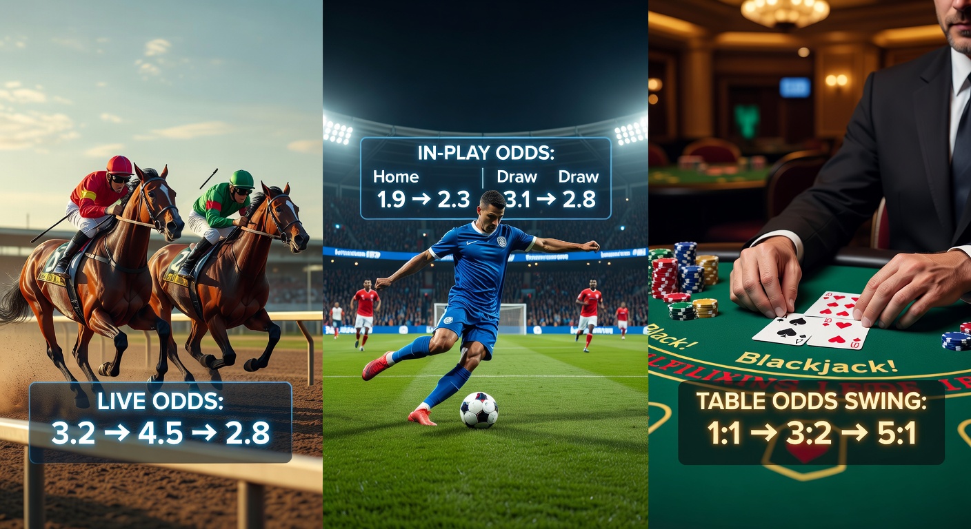 Dynamic soccer match with live odds overlay on a smartphone, showing rapid changes during a key play