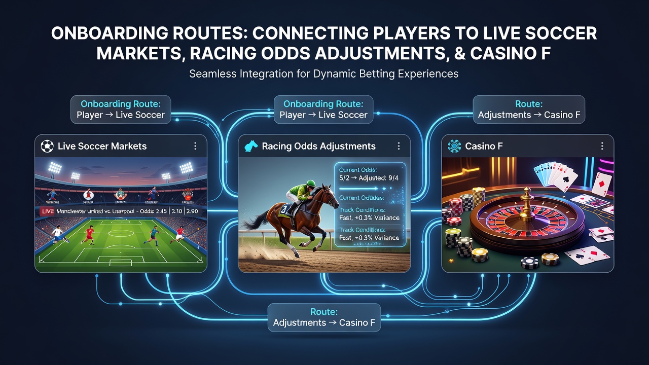 Screenshot showing mobile app interfaces displaying live soccer odds, racing price fluctuations, and real-time casino table views