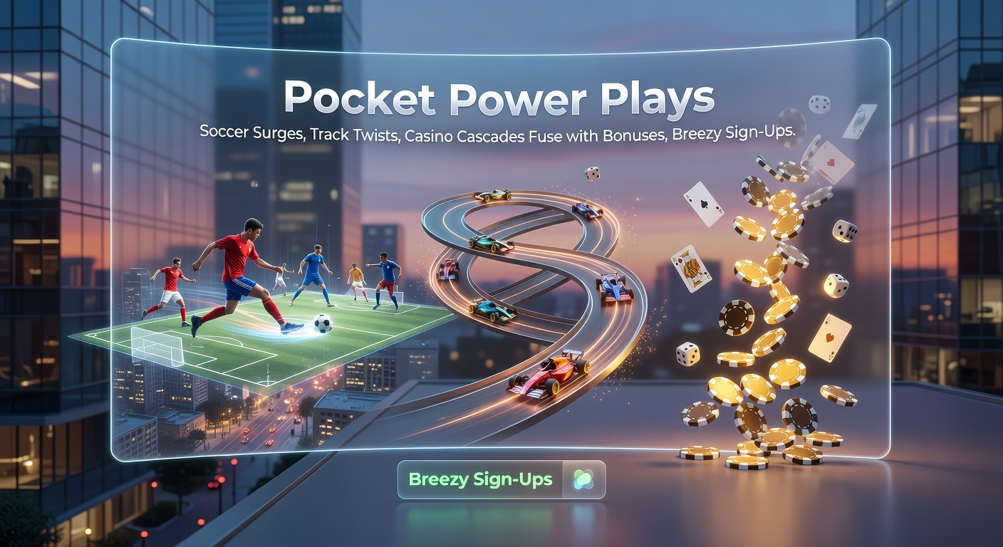 Close-up of smartphone app interface displaying intertwined soccer live odds, racing price changes, casino slot cascades, bonus wheel spins, quick signup form, and 24/7 chat support bubble