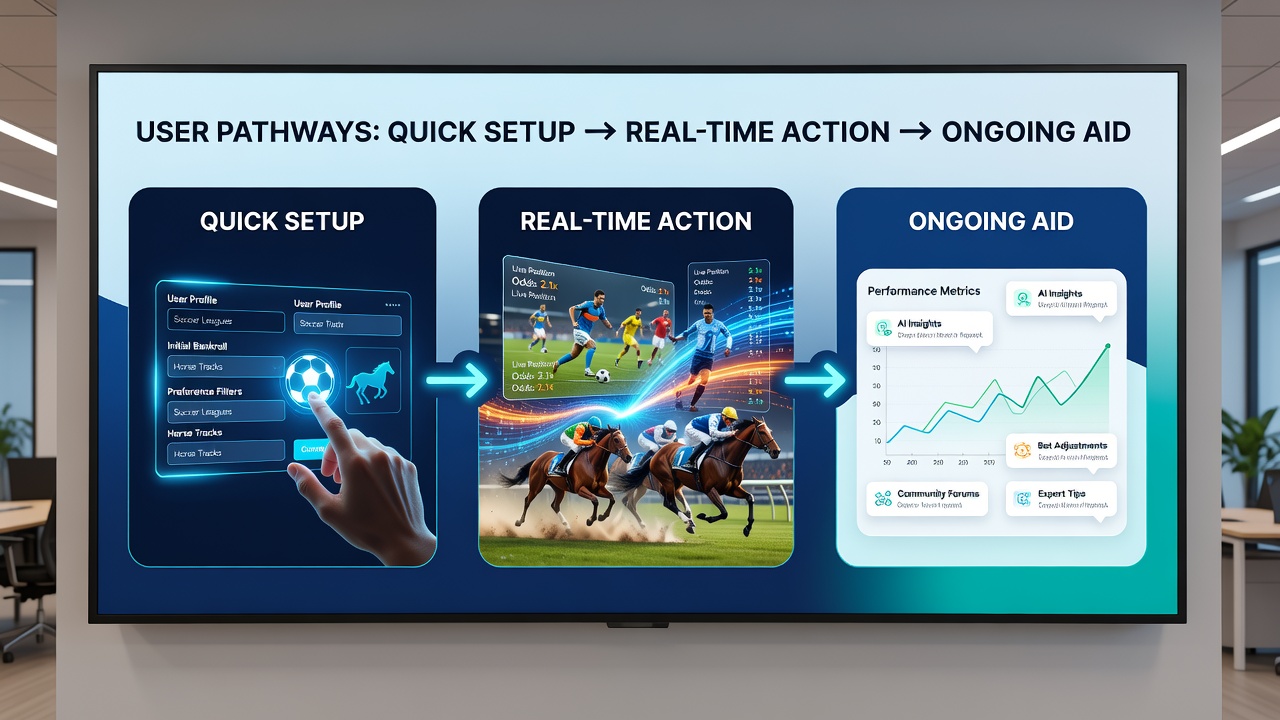 Screenshot of mobile interface showing simultaneous soccer live odds, horse racing prices, and casino table options